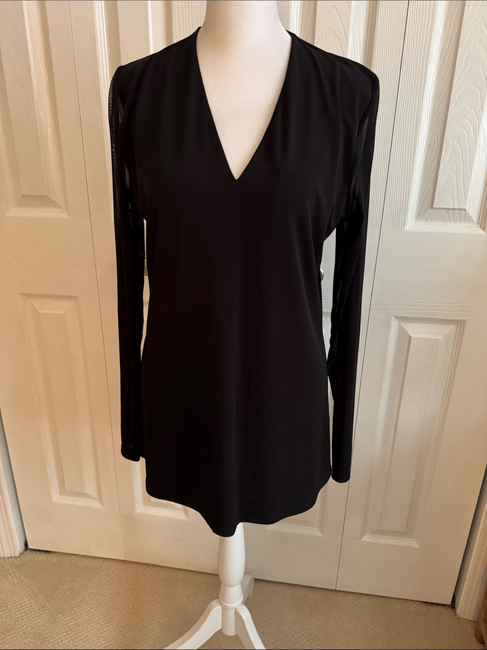 INC International Concepts Black V-Neck Long Sleeve Tunic